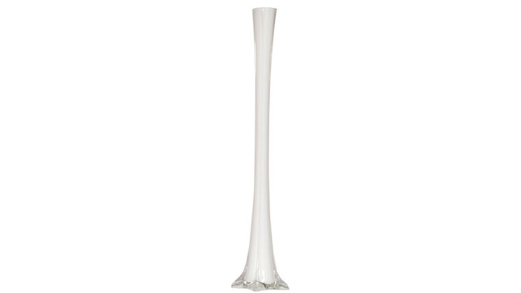 16" White Glass Eiffel Tower Vase | Rental