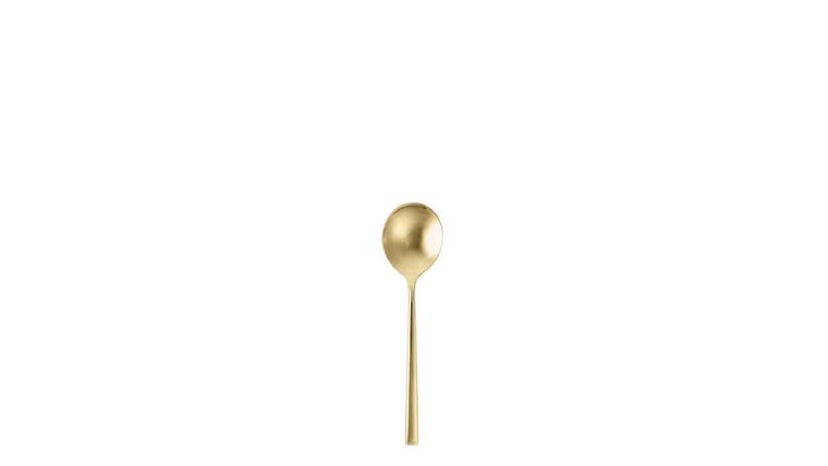 Arezzo Brushed Gold Bouillon Spoon | Rental Arezzo Brushed Gold Bouillon Spoon | Rental