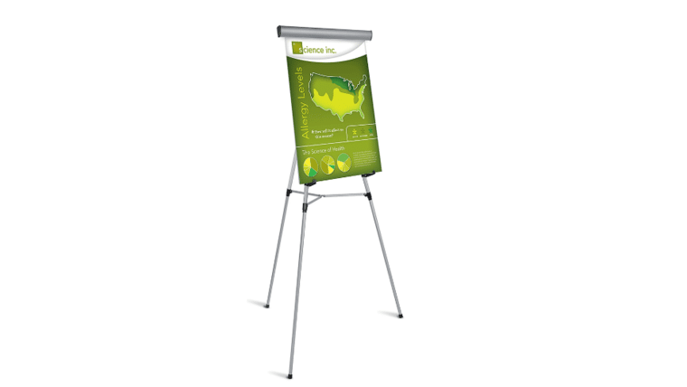 Presentation Easel, 35-1/2"-65"H, Silver With Chart Holder | Rental