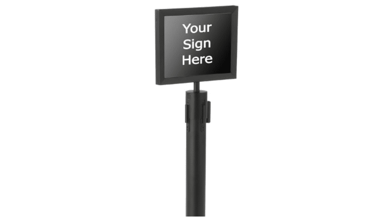 8" x 11" Black Metal Stanchion Horizontal Sign Holder | Rental