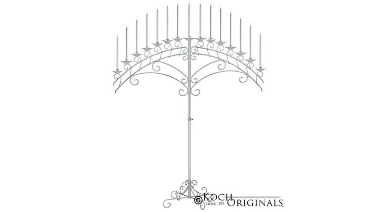 15-Light Fan Floor Candelabra – Frosted Silver | Rental 15-Light Fan Floor Candelabra – Frosted Silver | Rental