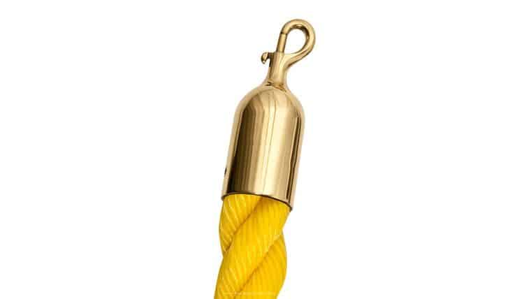 8′ Yellow Twisted Nylon Stanchion Rope w/Polished Brass Snap Hook Ends | Rental 8′ Yellow Twisted Nylon Stanchion Rope w/Polished Brass Snap Hook Ends | Rental