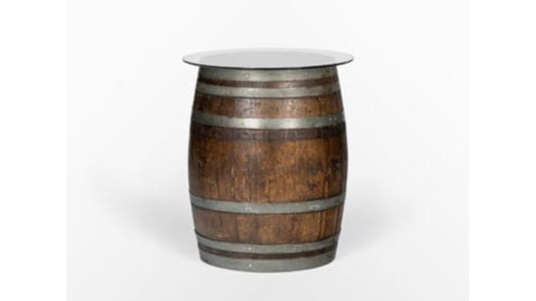 Wine Barrel w/30" Round High Boy Glass Top Kit | Rental