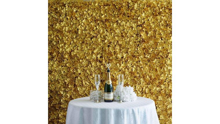 Flower Wall – UV Protected Gold Hydrangea Flower Wall Mat Panel | Rental