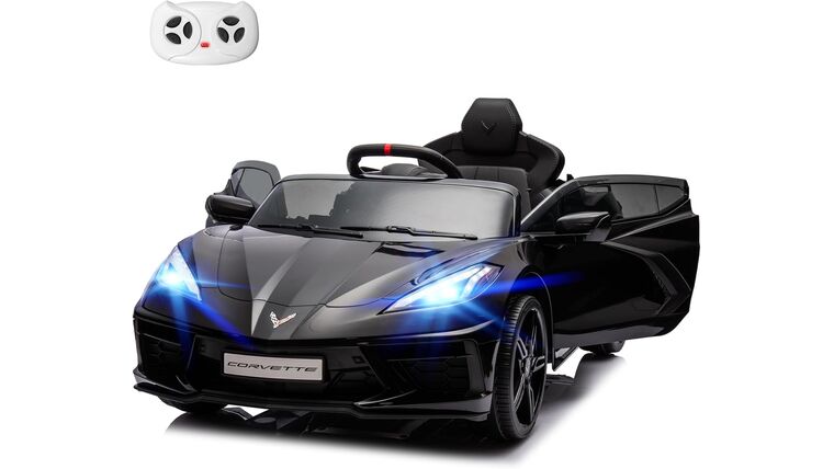 12V Licensed Chevrolet Corvette C8 Kids Electric Ride on Car Remote Control Bluetooth Music MP3 Player 4 Shock Absorbers 2 Speeds Battery Powered Roadster Gift for Boys & Girls-Black | Rental 12V Licensed Chevrolet Corvette C8 Kids Electric Ride on Car Remote Control Bluetooth Music MP3 Player 4 Shock Absorbers 2 Speeds Battery Powered Roadster Gift for Boys & Girls-Black | Rental