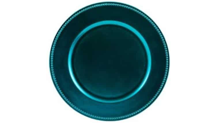 Beaded Acrylic Charger Plate – Peacock Blue | Rental