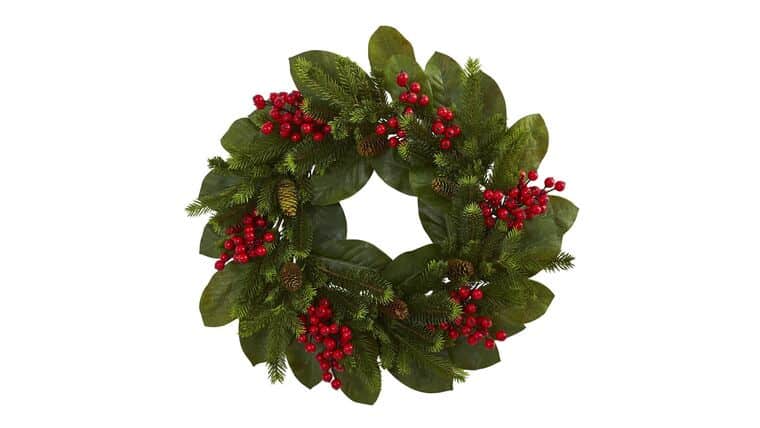 24” Magnolia Leaf, Berry and Pine Artificial Wreath | Rental 24” Magnolia Leaf, Berry and Pine Artificial Wreath | Rental