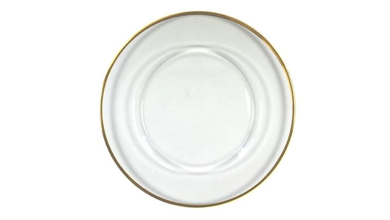 Glass Charger Plate – Clear/Gold | Rental