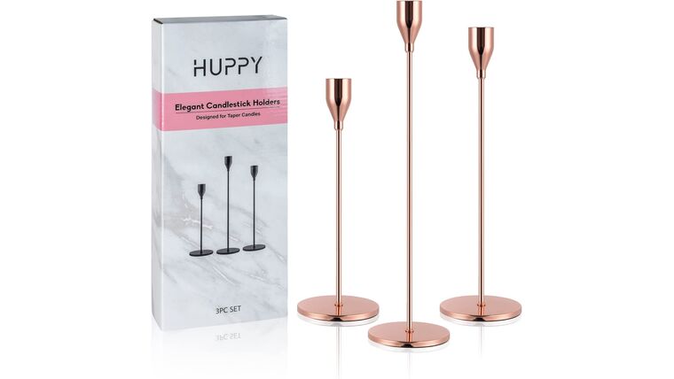 Set of 3 Designed for Taper Candles, Decorative Candlestick Holder for Wedding, Dinning, Party, Fits 3/4 inch Thick Candle & Led Candles (Metal Candle Stand) (Rose Gold) | Rental Set of 3 Designed for Taper Candles, Decorative Candlestick Holder for Wedding, Dinning, Party, Fits 3/4 inch Thick Candle & Led Candles (Metal Candle Stand) (Rose Gold) | Rental