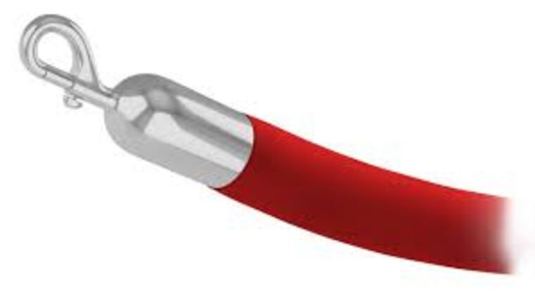 10′ Red Velour Stanchion Rope With Satin Chrome Snap Clasp | Rental 10′ Red Velour Stanchion Rope With Satin Chrome Snap Clasp | Rental