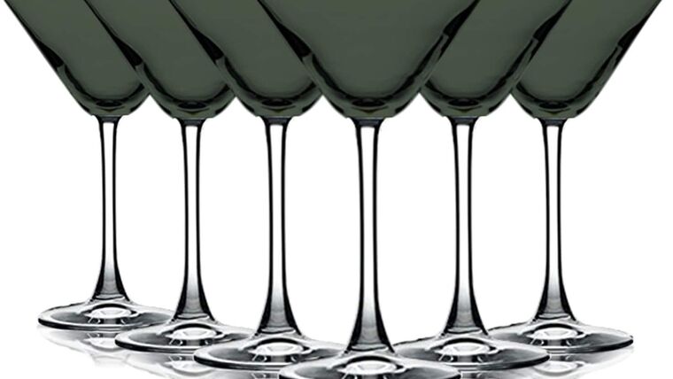 Martini Glass –  Smoke Gray Top Accent Martini/Cocktail 10 oz Wine Glasses – Set of 6 by TableTop King – Additional Vibrant Colors Available | Rental