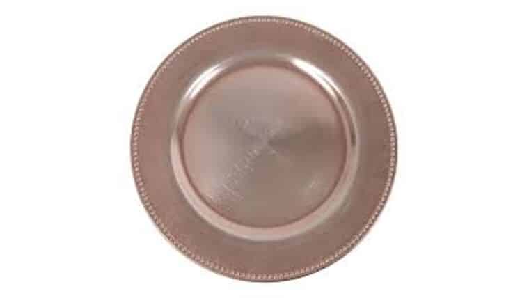 Beaded Acrylic Charger Plate – Blush/Rose Gold | Rental