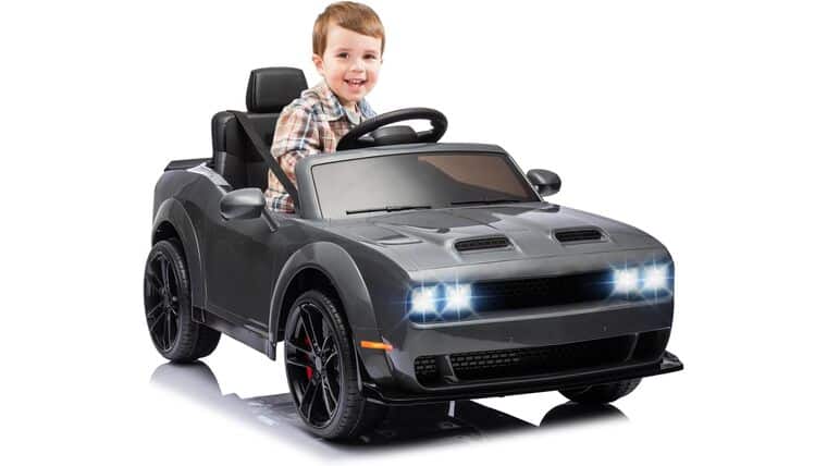 Kids Electric Car | Licensed Dodge Challenger Ride-On 12V Battery-Powered Vehicle with Remote, LED Lights, Bluetooth, MP3 for Boys and Girls, Grey | Rental Kids Electric Car | Licensed Dodge Challenger Ride-On 12V Battery-Powered Vehicle with Remote, LED Lights, Bluetooth, MP3 for Boys and Girls, Grey | Rental