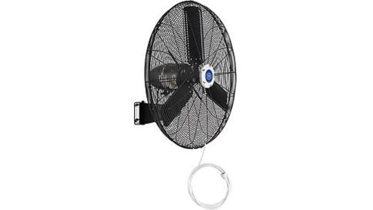 Air Fan – 24″ Commercial Hanging Stationary Fan w/15″ Stainless Steel 8 Nozzle Misting Ring Kit | Rental