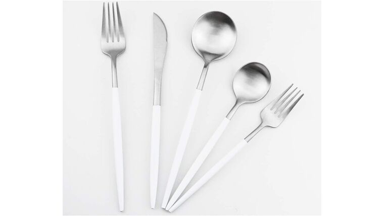 Modern Silver/White Matte Dinner Knife | Rental Modern Silver/White Matte Dinner Knife | Rental