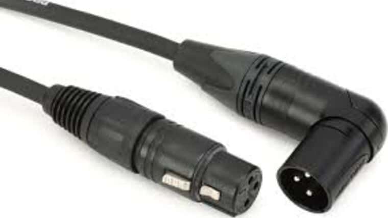 XLR 3-Pin Angle Cable – 9′ – Black | Rental XLR 3-Pin Angle Cable – 9′ – Black | Rental