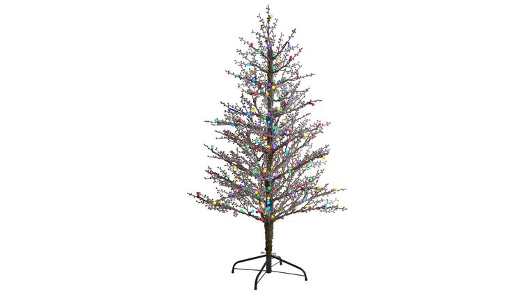 5′ Frosted Berry Twig Artificial Christmas Tree with 200 Multicolored Gum Ball LED Lights and 386 Bendable Branches | Rental 5′ Frosted Berry Twig Artificial Christmas Tree with 200 Multicolored Gum Ball LED Lights and 386 Bendable Branches | Rental