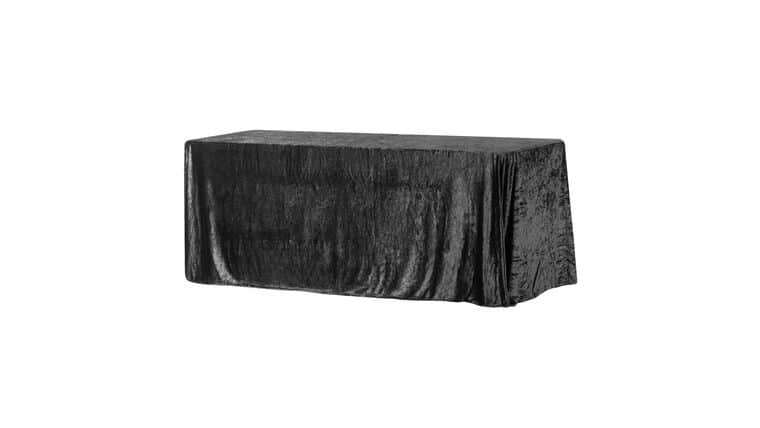 Velvet 90″x156″ Rectangular Tablecloth – Black | Rental