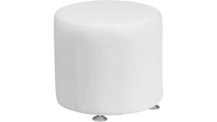 Alon White 18” Round Ottoman | Rental Alon White 18” Round Ottoman | Rental