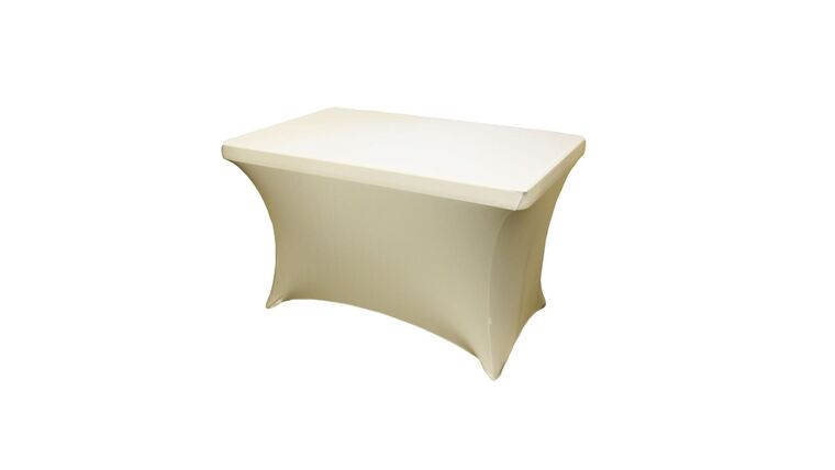 Spandex | Ivory | 4′ Rectangular Spandex Table Cover | Rental Spandex | Ivory | 4′ Rectangular Spandex Table Cover | Rental
