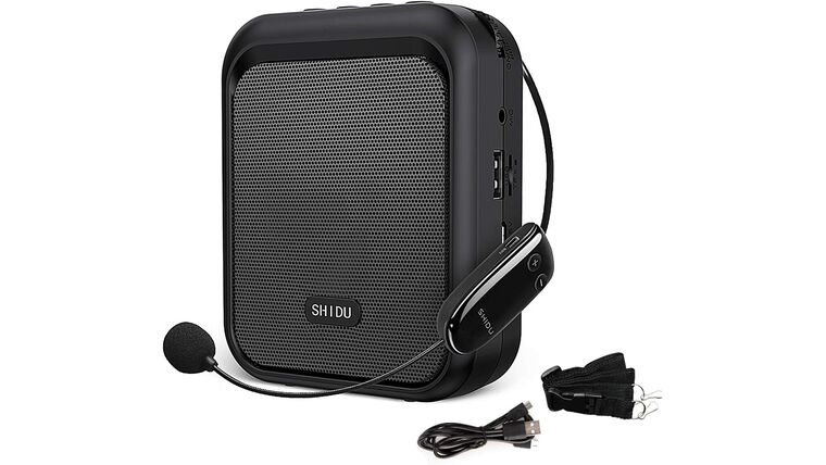 Mini Voice Amplifier Portable Bluetooth Speaker with UHF Wireless Microphone Headset 10W 1800mAh PA System Supports MP3 Format Audio for Teachers, Coaches, Training, Tour Guide. | Rental