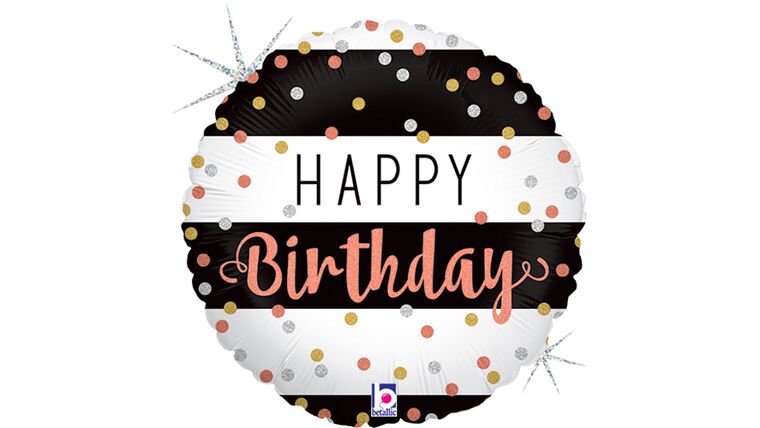 18" Birthday Rose Gold Holographic Metallic Balloon | Purchase