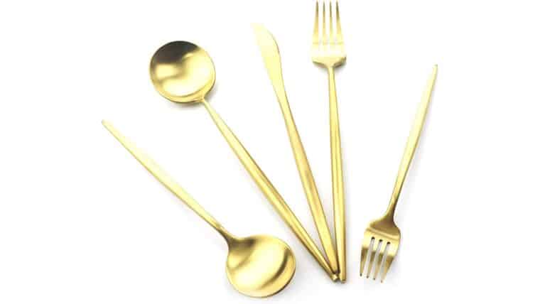 Modern Gold Matte Dessert Spoon | Rental