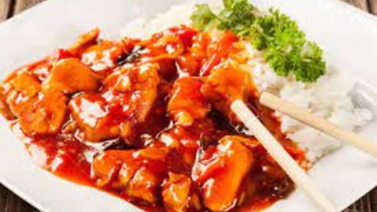Sweet and Sour Chicken Rice Plate | Rental