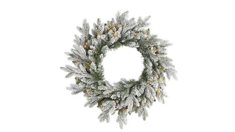 24” Flocked Artificial Christmas Wreath with 50 LED Lights | Rental