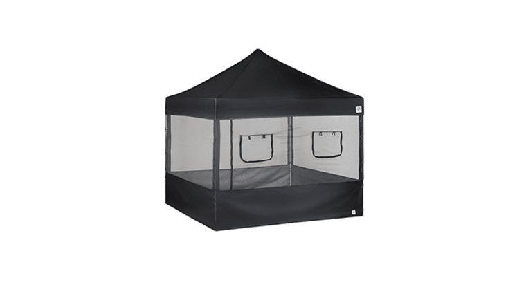 Frame Tent Sidewall – 8′ x 20′ – Black Screened w/Serving Window | Rental