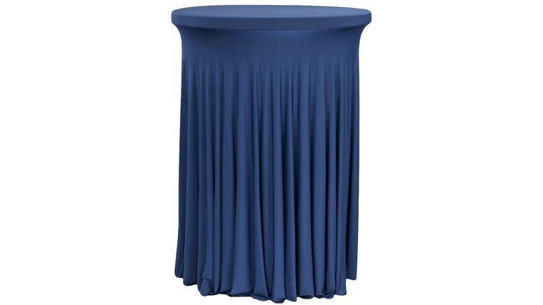 Spandex | Navy Blue | Wavy Cocktail Table Cover 30″-32″ Round | Rental