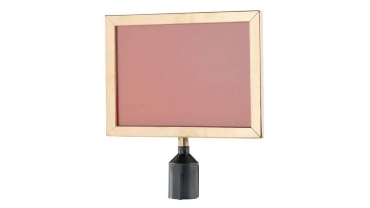 8" x 11" Brass Metal Stanchion Horizontal Sign Holder | Rental