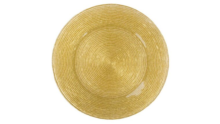 Gold Glitter Glass Charger Plate | Rental