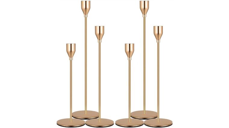6 PCS French Gold Taper Candle Holders, Candlestick Holders Set for Table Centerpiece Vintage Modern Candle Holders for Home Wedding Decoration | Rental 6 PCS French Gold Taper Candle Holders, Candlestick Holders Set for Table Centerpiece Vintage Modern Candle Holders for Home Wedding Decoration | Rental