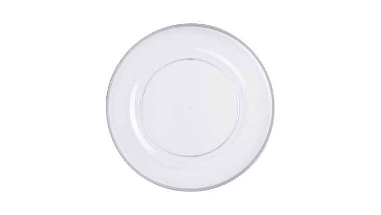 Alpine Acrylic Charger Plate – Clear w/Silver Trim | Rental