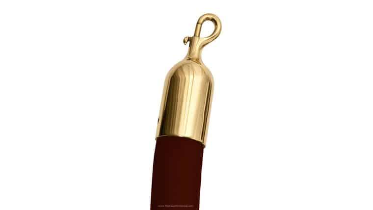 6′ Brown Naugahyde Stanchion Rope w/Polished Brass Ends | Rental 6′ Brown Naugahyde Stanchion Rope w/Polished Brass Ends | Rental