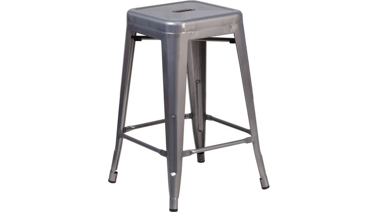 24” High Backless Clear Coated Metal Indoor Counter Height Stool with Square Seat | Rental 24” High Backless Clear Coated Metal Indoor Counter Height Stool with Square Seat | Rental