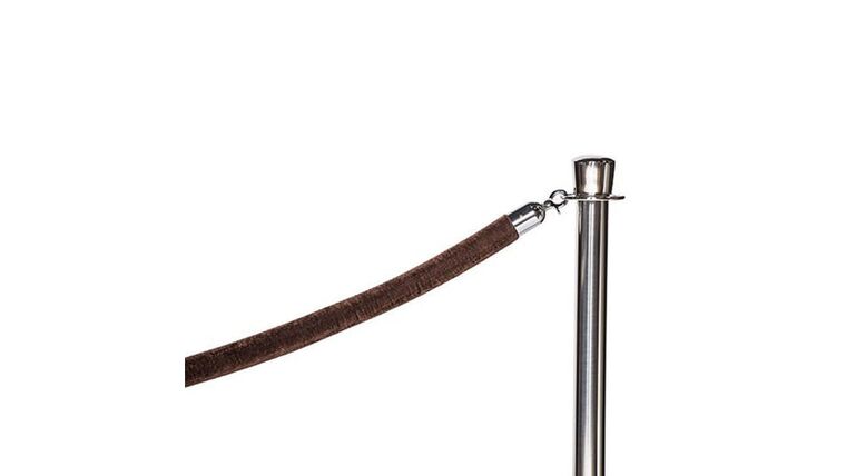6′ Brown Polyester Velour Stanchion Rope w/Chrome Snap Hook End | Rental 6′ Brown Polyester Velour Stanchion Rope w/Chrome Snap Hook End | Rental