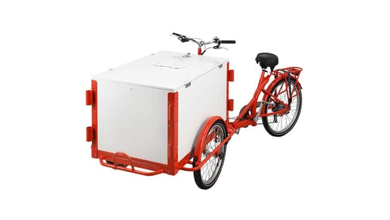 Front Load Ice Cream Tricycle Bike Cart with White Wooden Box – Red | Rental