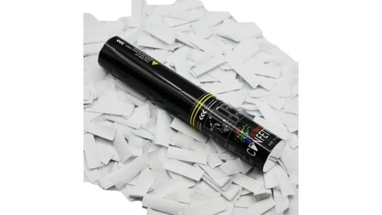 11" White Tissue Confetti Single Use Cannon | Purchase
