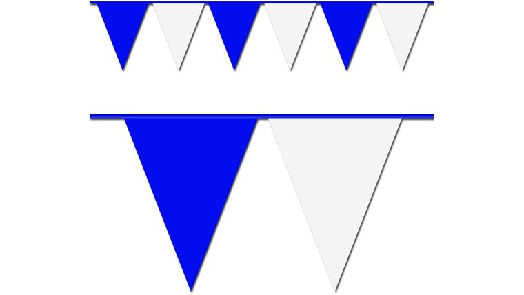 100 ft. Blue and White Triangle Pennant Flag | Rental