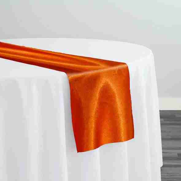 Shantung Satin (Reversible) Table Runner in Rust | Rental