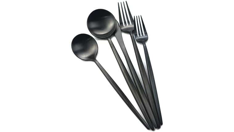 Modern Black Matte Dessert Spoon | Rental Modern Black Matte Dessert Spoon | Rental