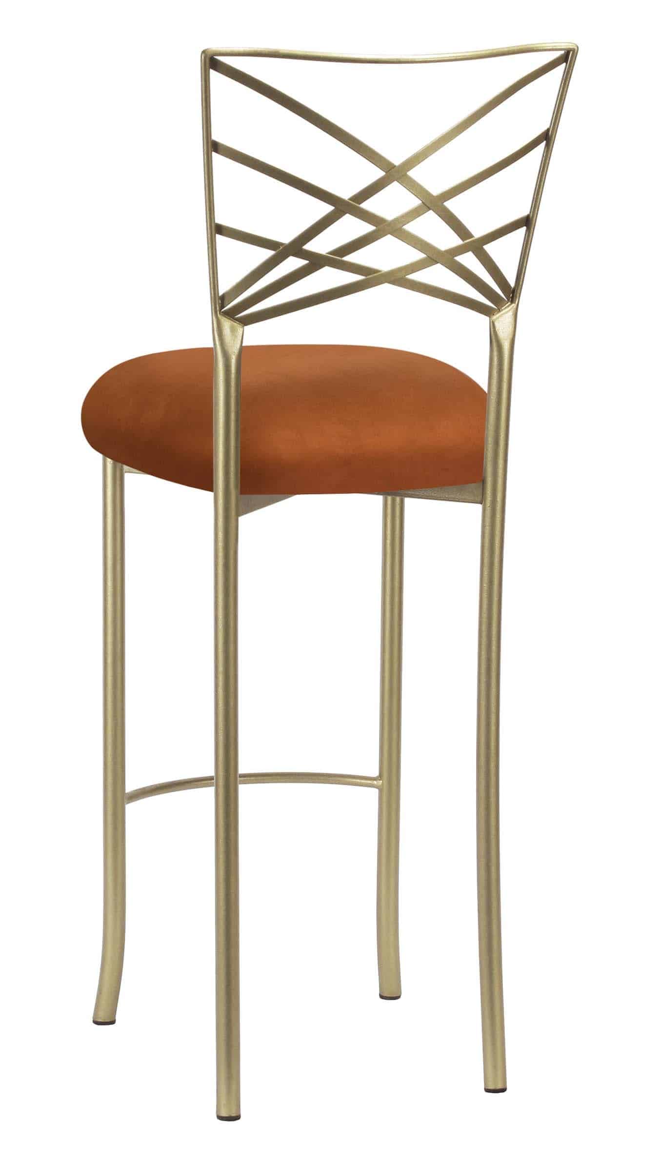 Gold Fanfare Barstool with Copper Suede Cushion – Chameleon Chair Collection | Rental