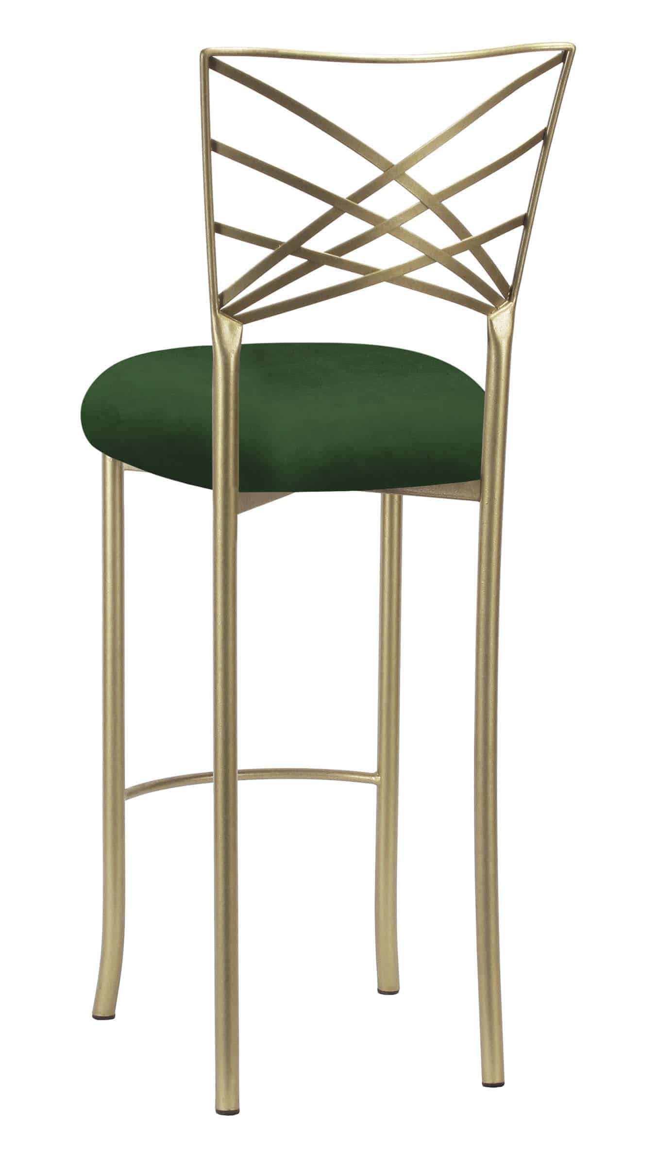 Gold Fanfare Barstool with Green Velvet Cushion – Chameleon Chair Collection | Rental
