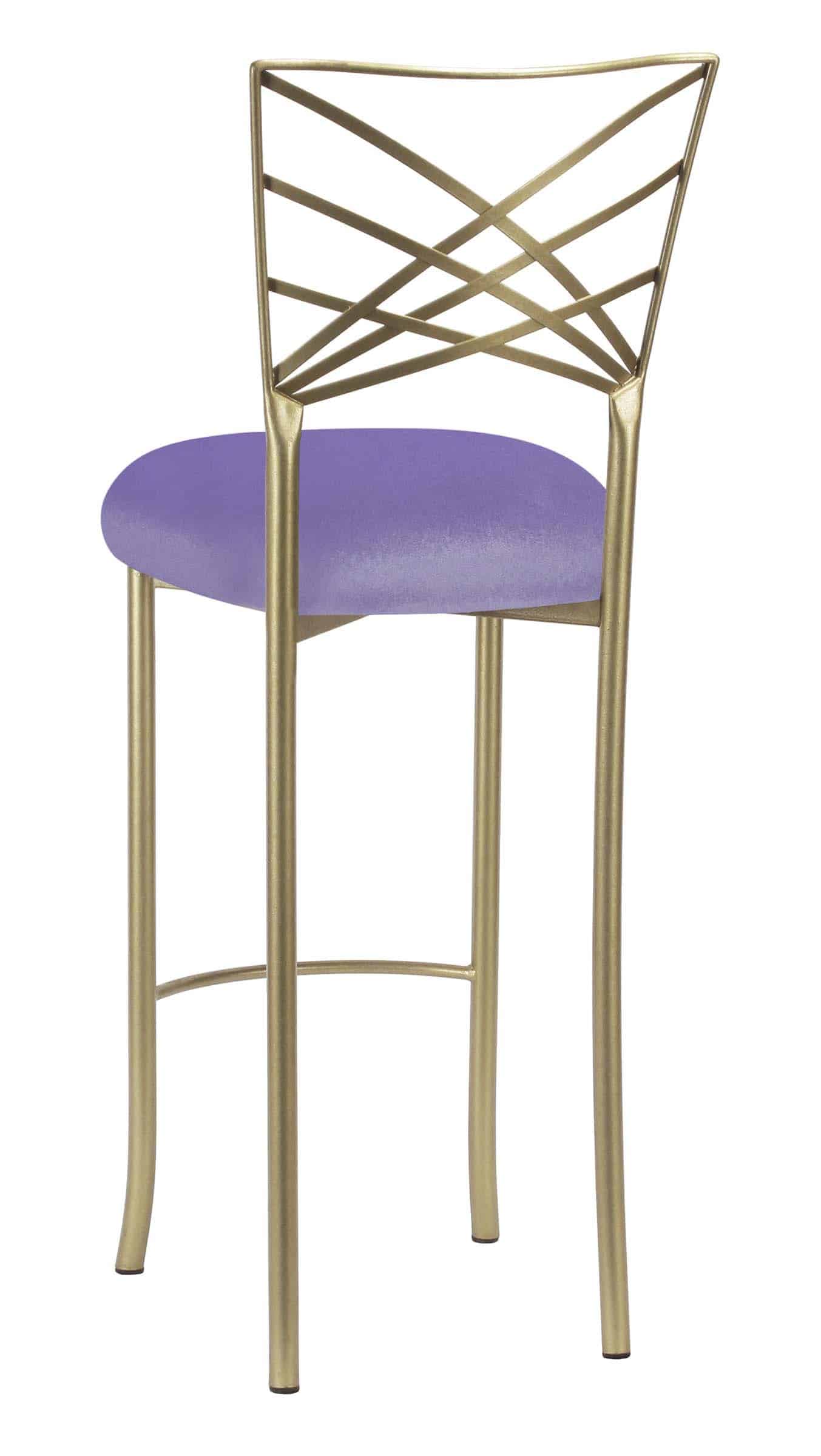 Gold Fanfare Barstool with Lavender Velvet Cushion – Chameleon Chair Collection | Rental Gold Fanfare Barstool with Lavender Velvet Cushion – Chameleon Chair Collection | Rental