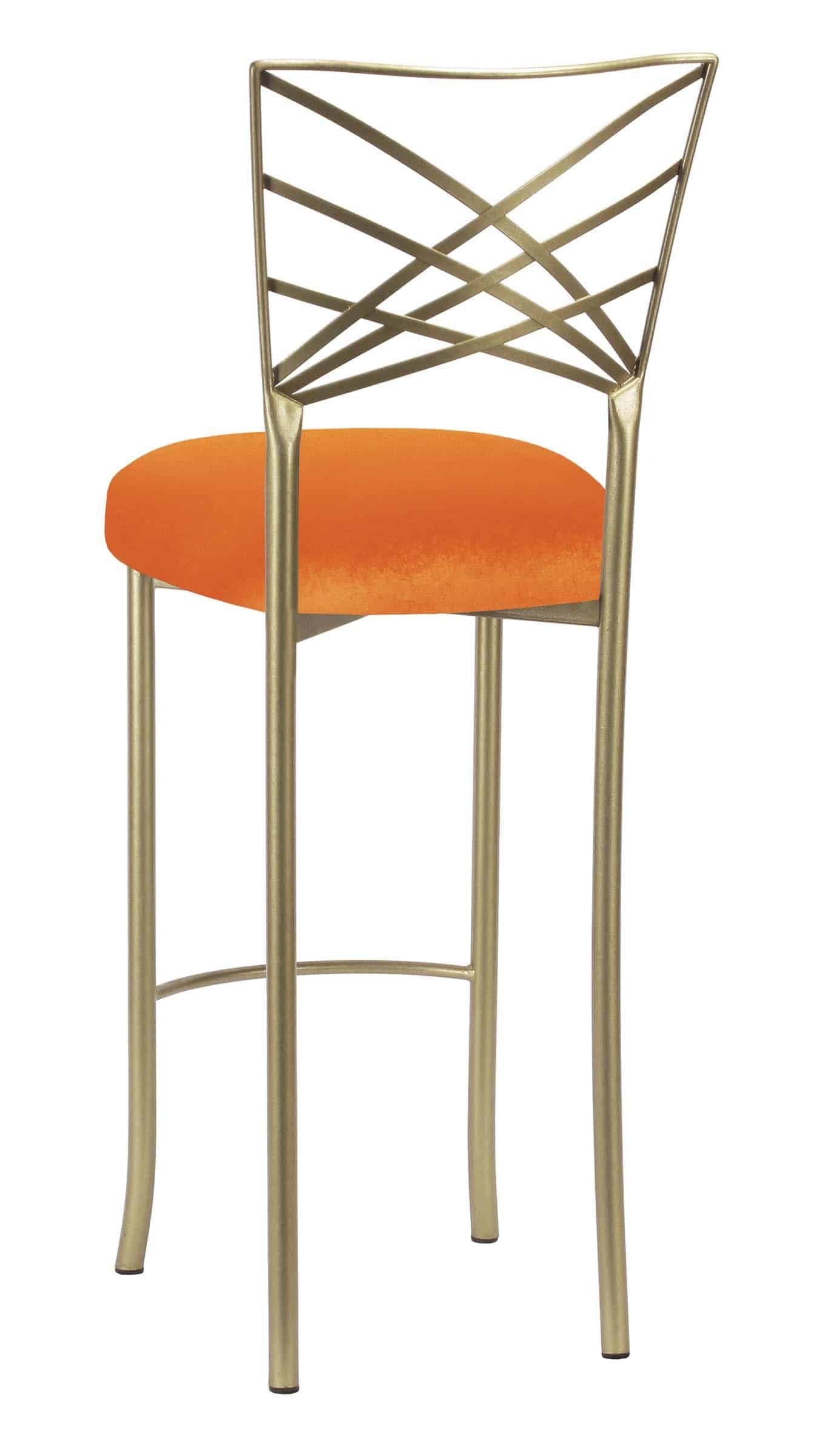 Gold Fanfare Barstool with Orange Velvet Cushion – Chameleon Chair Collection | Rental Gold Fanfare Barstool with Orange Velvet Cushion – Chameleon Chair Collection | Rental