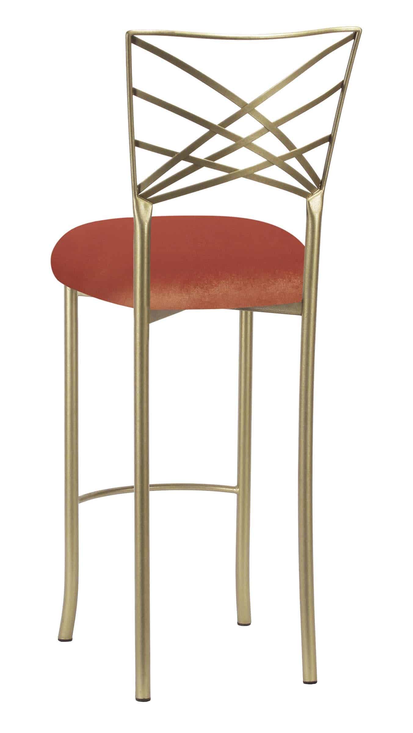 Gold Fanfare Barstool with Paprika Velvet Cushion – Chameleon Chair Collection | Rental