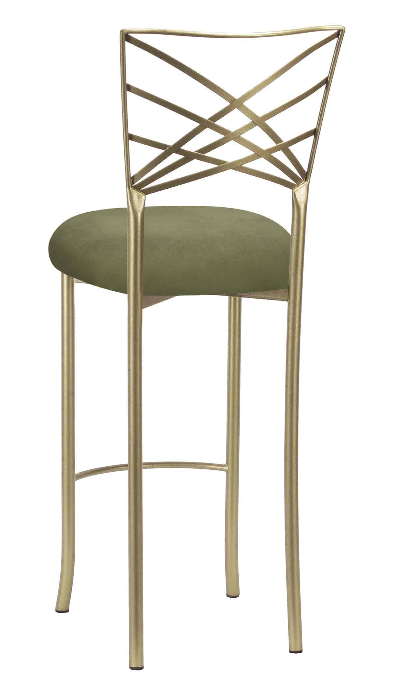 Gold Fanfare Barstool with Sage Suede Cushion – Chameleon Chair Collection | Rental
