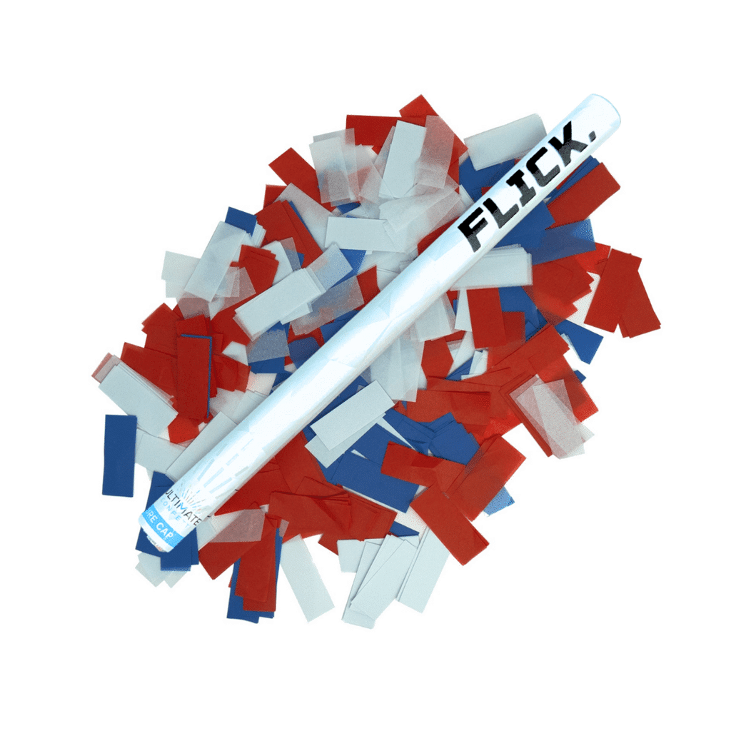 Red, White, Blue Tissue Paper Confetti Flick Stick – 14″ (Pack of 8) | Rental
